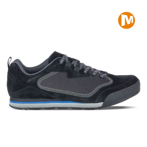 Merrell Burnt Rock Travel Suede Mens Trainers Black UK.HABV